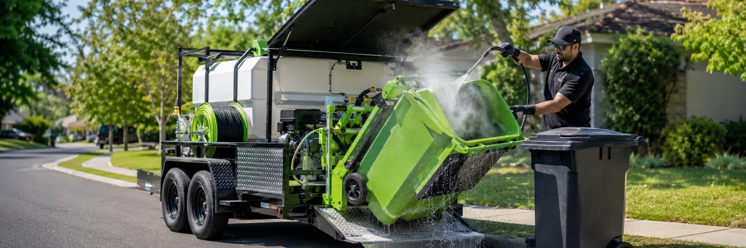 Bin cleaning work on a job in daylight