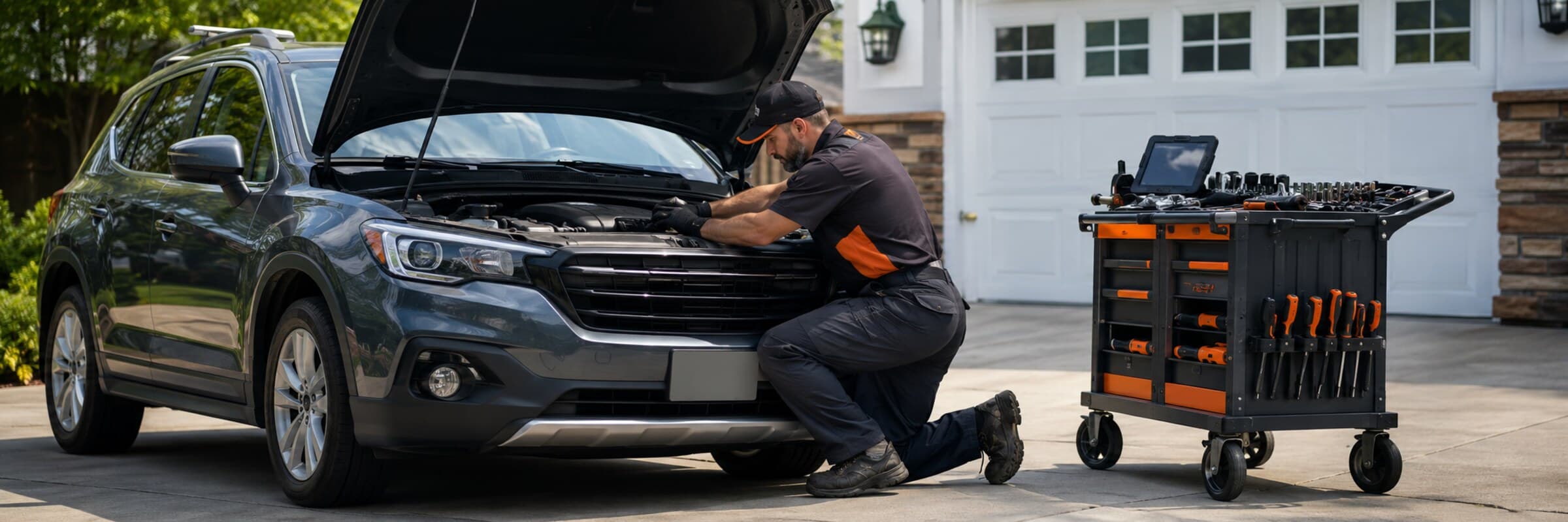 Mobile repair work on a job in daylight